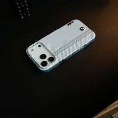 Carbon Fiber Texture Racing Stripe Case for iPhone 17 Pro Max | Motorsport Style Cover
