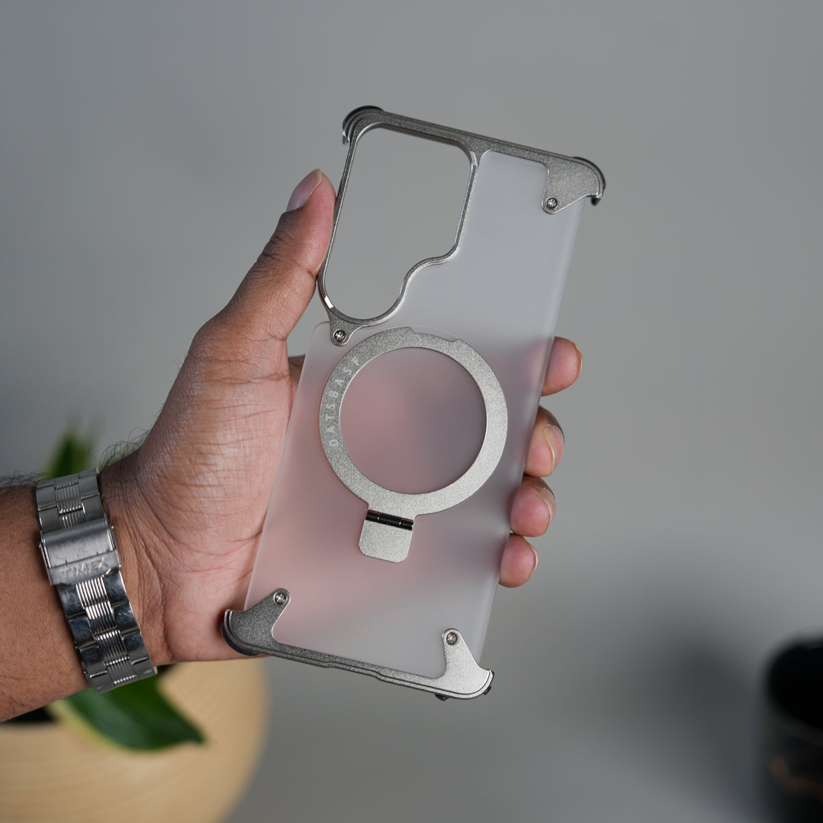Samsung Galaxy S26 Ultra Frosted Frameless Metal Kickstand Case