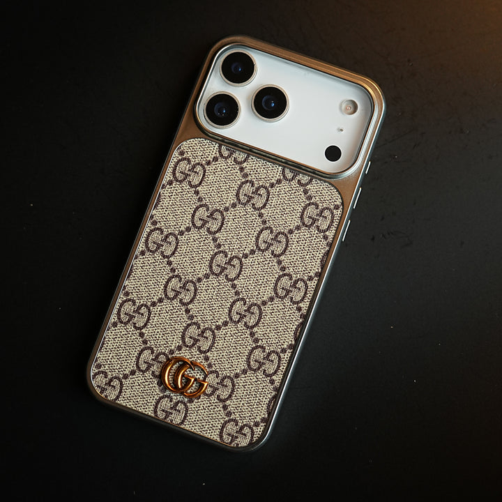 Luxury Woven Pattern Case for iPhone 17 Pro Max | Metallic Frame Protective Cover