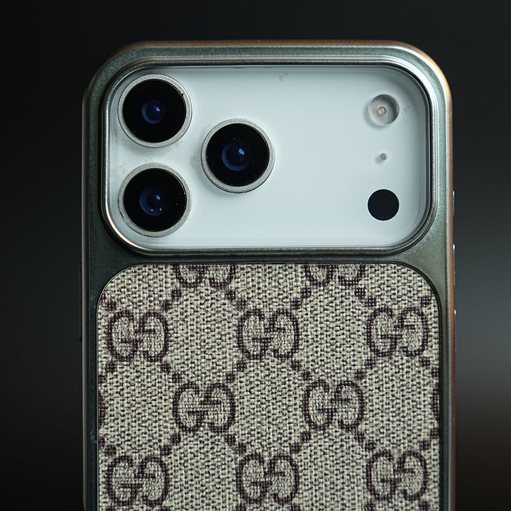 Luxury Woven Pattern Case for iPhone 17 Pro Max | Metallic Frame Protective Cover