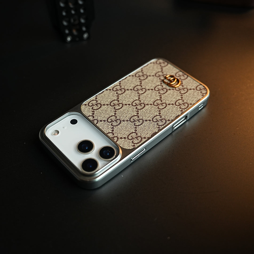 Luxury Woven Pattern Case for iPhone 17 Pro Max | Metallic Frame Protective Cover