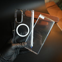 Galaxy Z Fold 8 Ultra Crystal Clear Magnetic Ring Case with Front Screen Protection