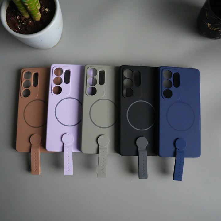 Galaxy S24 Ultra Silicone Case | Magnetic Ring | Silicone Grip Strap Cover