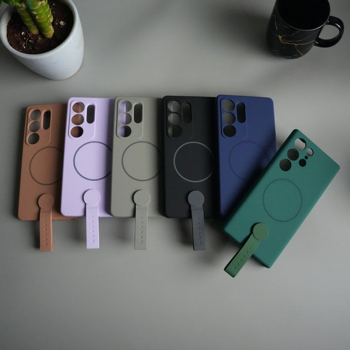 Galaxy S24 Ultra Silicone Case | Magnetic Ring | Silicone Grip Strap Cover