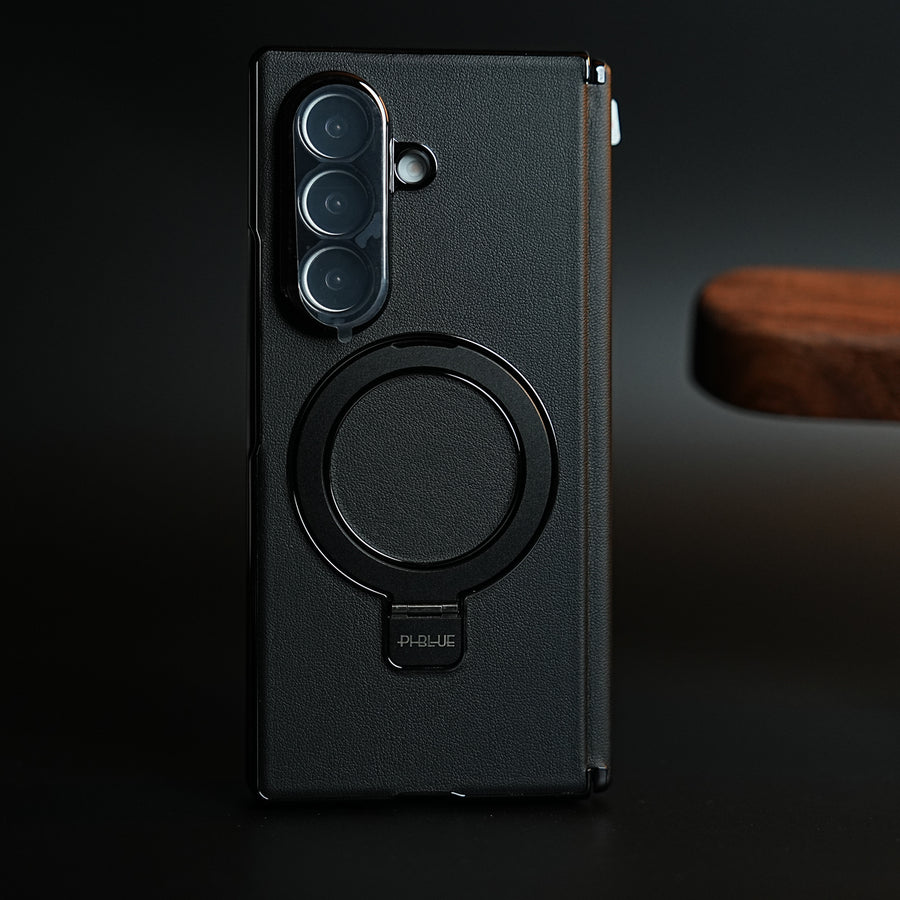 Leather Texture Case for Samsung Galaxy Z Fold 8 Ultra | Ring Stand & Screen Protector