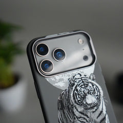 iPhone 18 Series Carbon Fiber Texture Design Hard Pc MagSafe Case Cover (Gray Tiger)