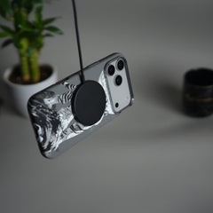 iPhone 18 Series Carbon Fiber Texture Design Hard Pc MagSafe Case Cover (Gray Tiger)