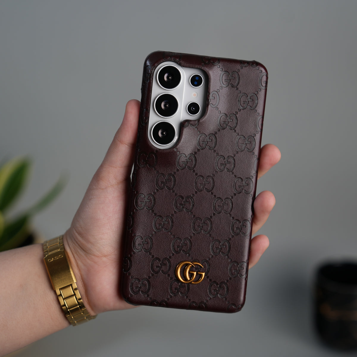 Galaxy S26 Ultra Luxury GG Fashion Leather Brand Case Cover