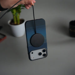 iPhone 17 Pro Carbon Fiber Texture Design Hard Pc MagSafe Case Cover (Blue Green)