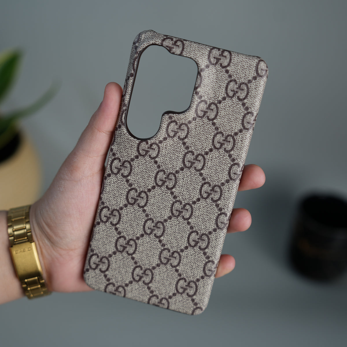 Samsung Galaxy S26 Ultra Luxury GG Pattern PU Leather Cover