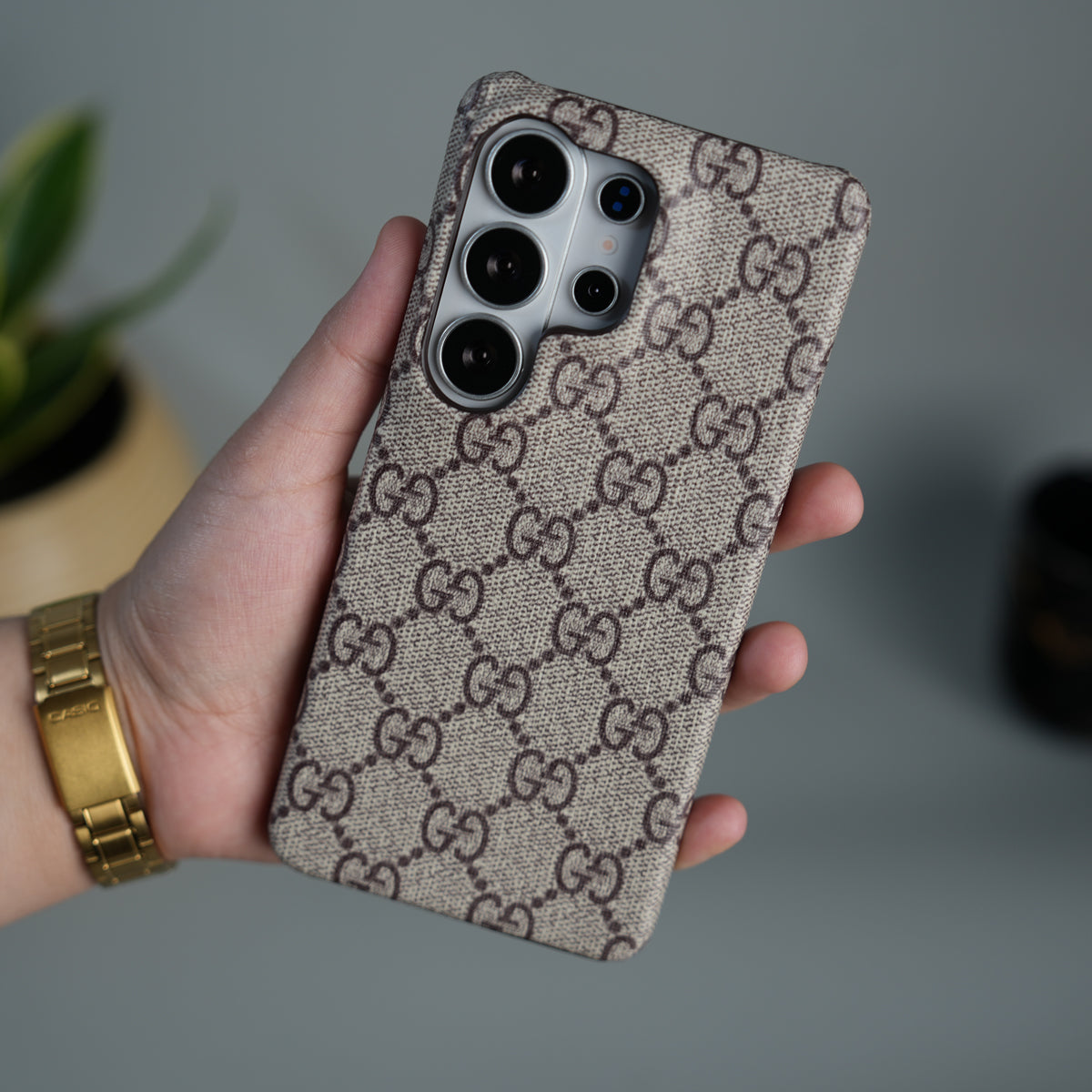 Samsung Galaxy S26 Ultra Luxury GG Pattern PU Leather Cover