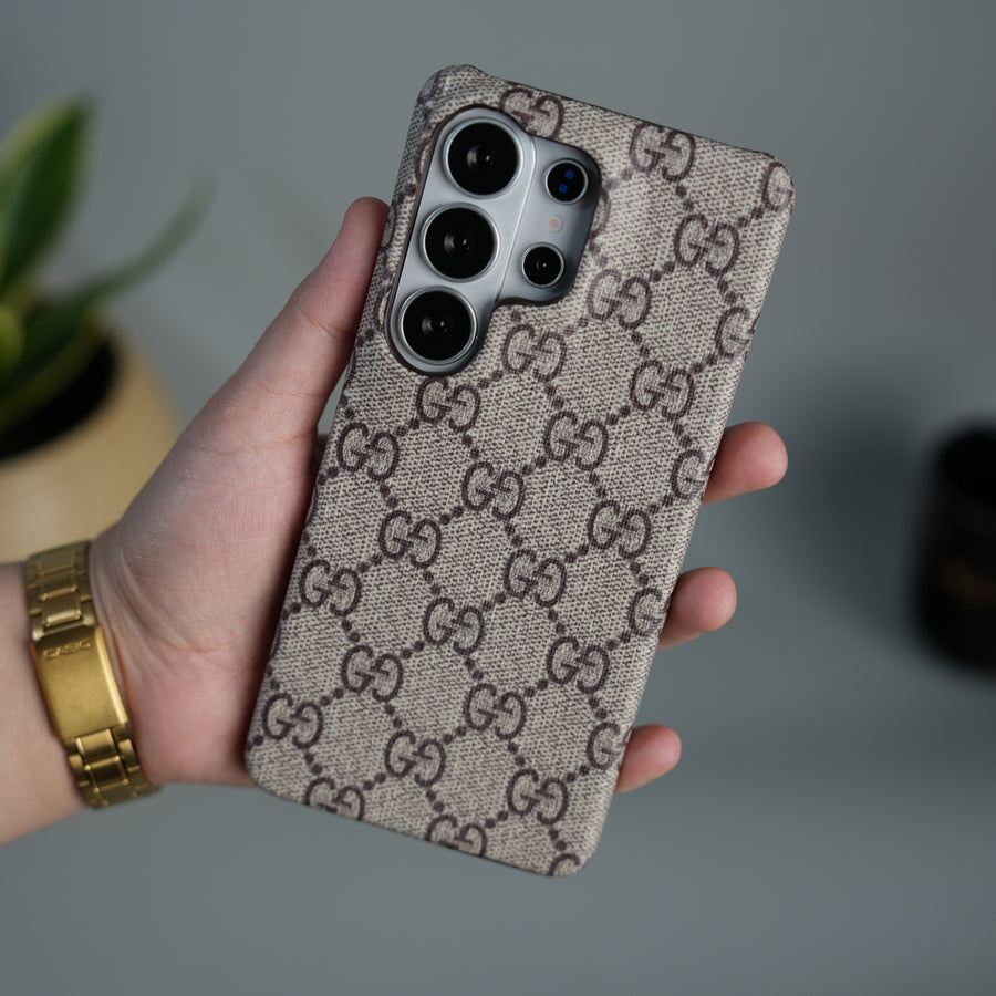 Samsung Galaxy S26 Ultra Luxury GG Pattern PU Leather Cover