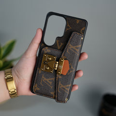 Samsung Galaxy S26 Ultra Brand Leather Card Holder Slot Lock Sling Cover
