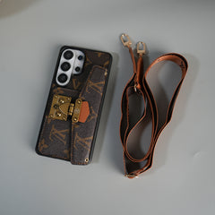 Samsung Galaxy S26 Ultra Brand Leather Card Holder Slot Lock Sling Cover