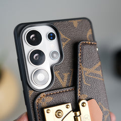 Samsung Galaxy S26 Ultra Brand Leather Card Holder Slot Lock Sling Cover