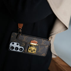 Samsung Galaxy S26 Ultra Brand Leather Card Holder Slot Lock Sling Cover