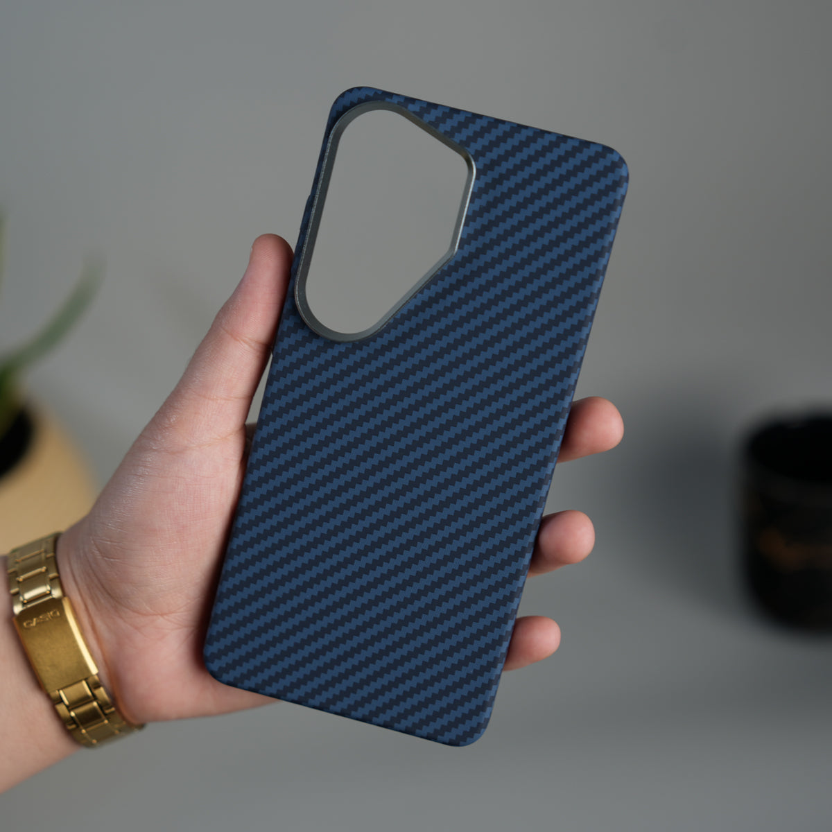 Galaxy S26 Ultra Carbon Fiber Texture Design Hard Pc MagSafe Case Cover Blue