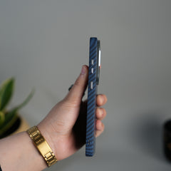 Galaxy S26 Ultra Carbon Fiber Texture Design Hard Pc MagSafe Case Cover Blue