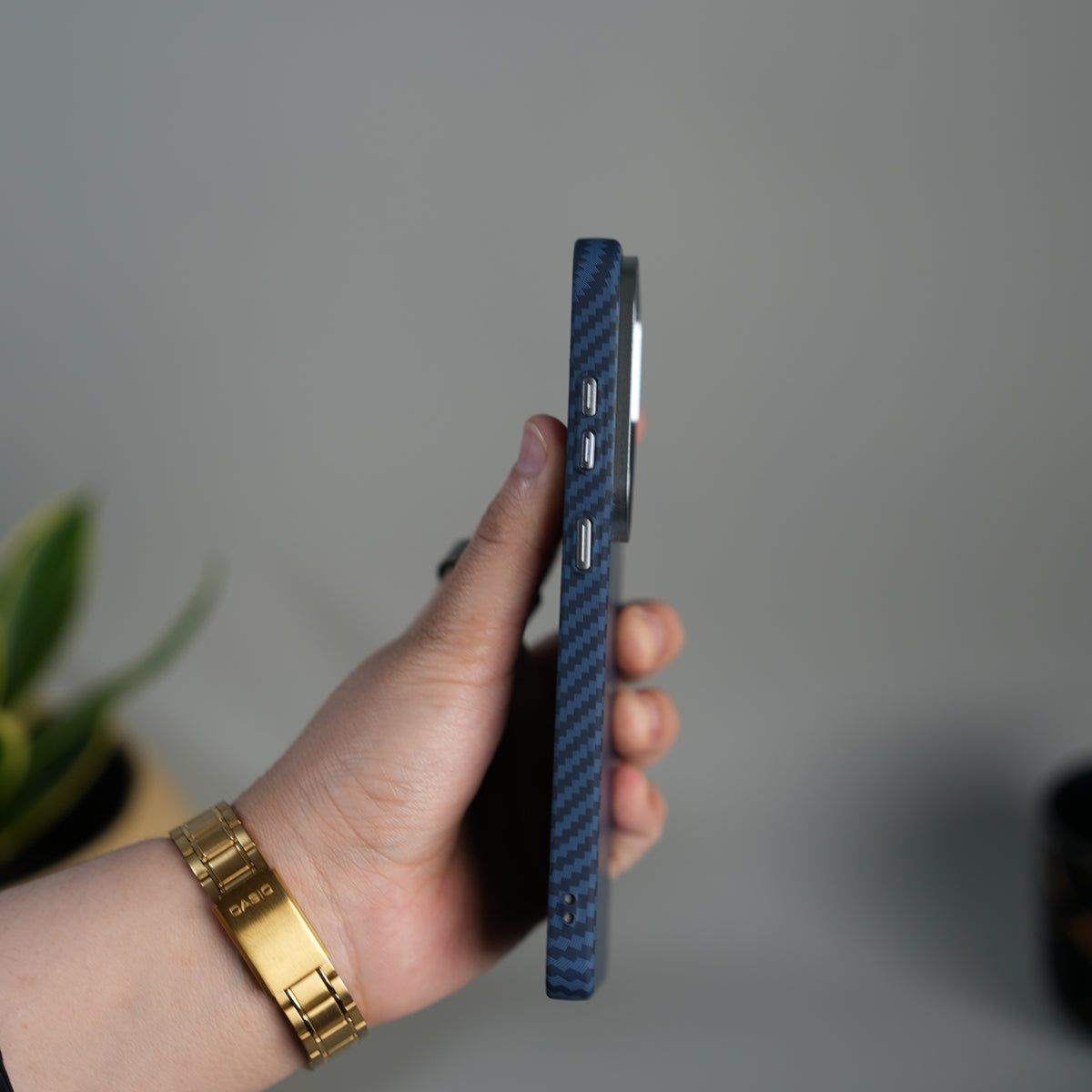 Galaxy S26 Ultra Carbon Fiber Texture Design Hard Pc MagSafe Case Cover Blue