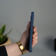 Galaxy S26 Ultra Carbon Fiber Texture Design Hard Pc MagSafe Case Cover Blue