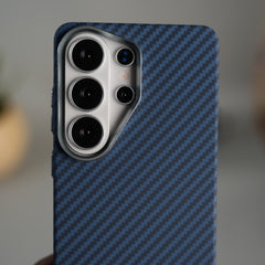 Galaxy S26 Ultra Carbon Fiber Texture Design Hard Pc MagSafe Case Cover Blue