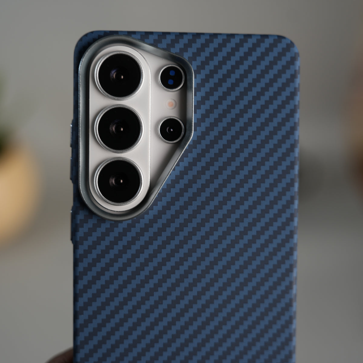 Galaxy S26 Ultra Carbon Fiber Texture Design Hard Pc MagSafe Case Cover Blue