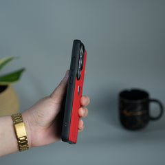 Galaxy S26 Ultra FR Stitched PU Leather Case Cover (Red)