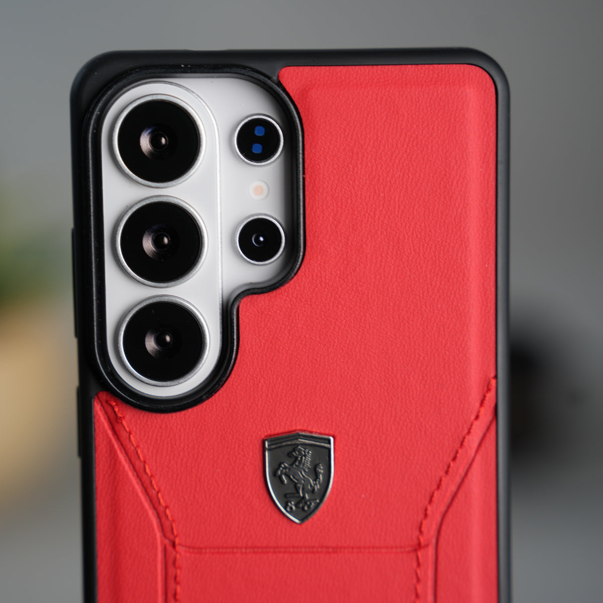 Galaxy S26 Ultra FR Stitched PU Leather Case Cover (Red)