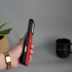 iPhone 18 Series FR Stitched PU Leather Case Cover (Red)