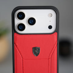 iPhone 18 Series FR Stitched PU Leather Case Cover (Red)