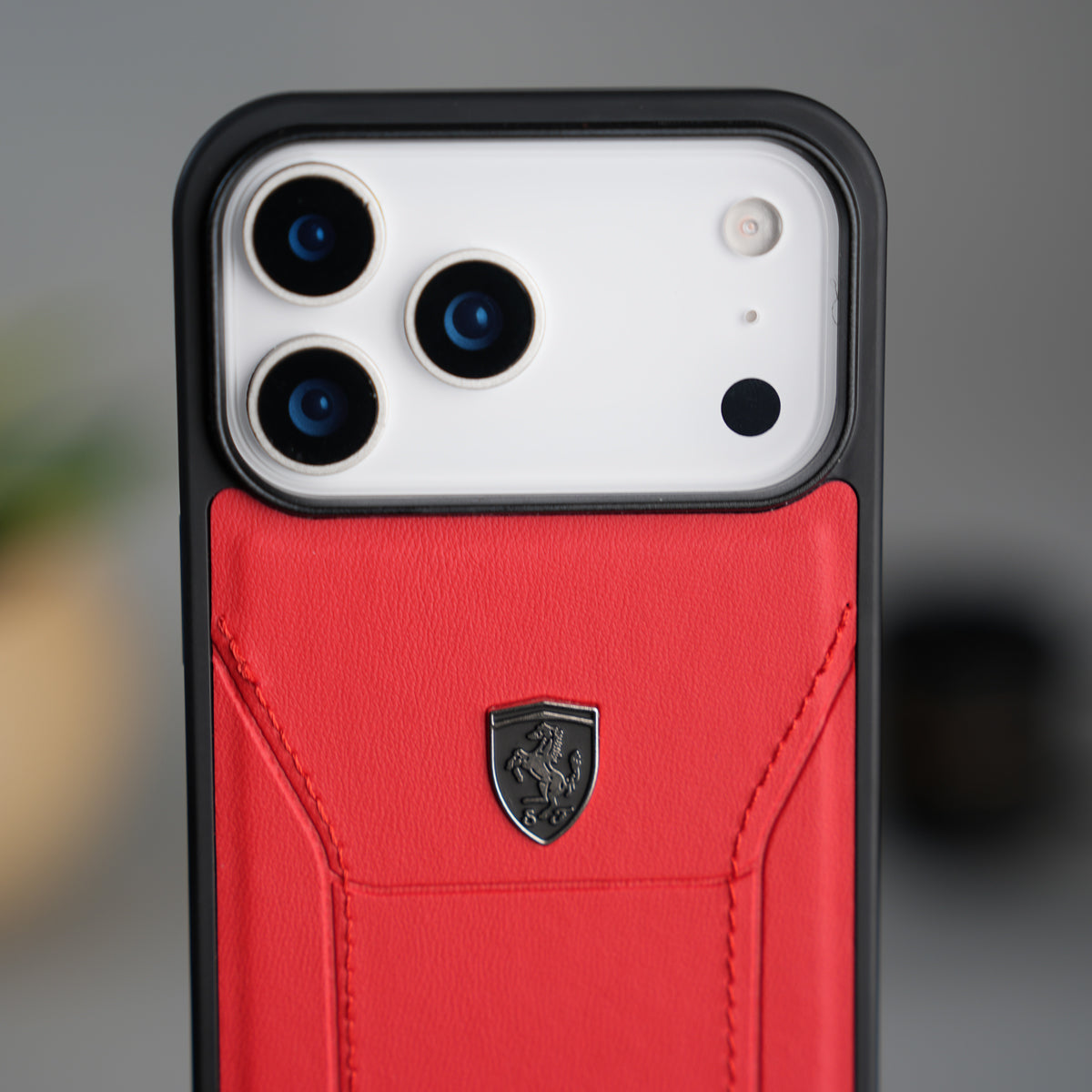 iPhone 18 Series FR Stitched PU Leather Case Cover (Red)