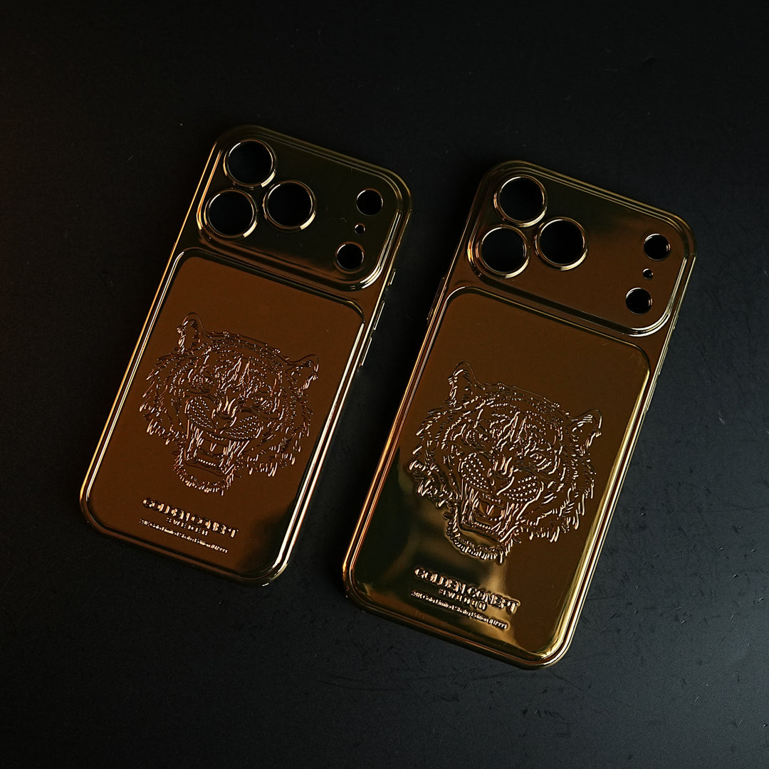 Premium Gold Shine Tiger Face for iPhone 17 Series | Protective Case