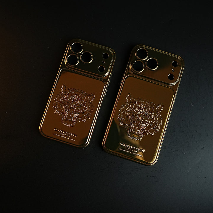 Premium Gold Shine Tiger Face for iPhone 17 Series | Protective Case