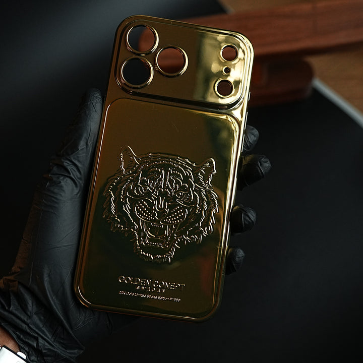 Premium Gold Shine Tiger Face for iPhone 17 Series | Protective Case
