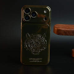 Premium Gold Shine Tiger Face for iPhone 18 Series | Protective Case