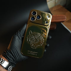 Premium Gold Shine Tiger Face for iPhone 18 Series | Protective Case