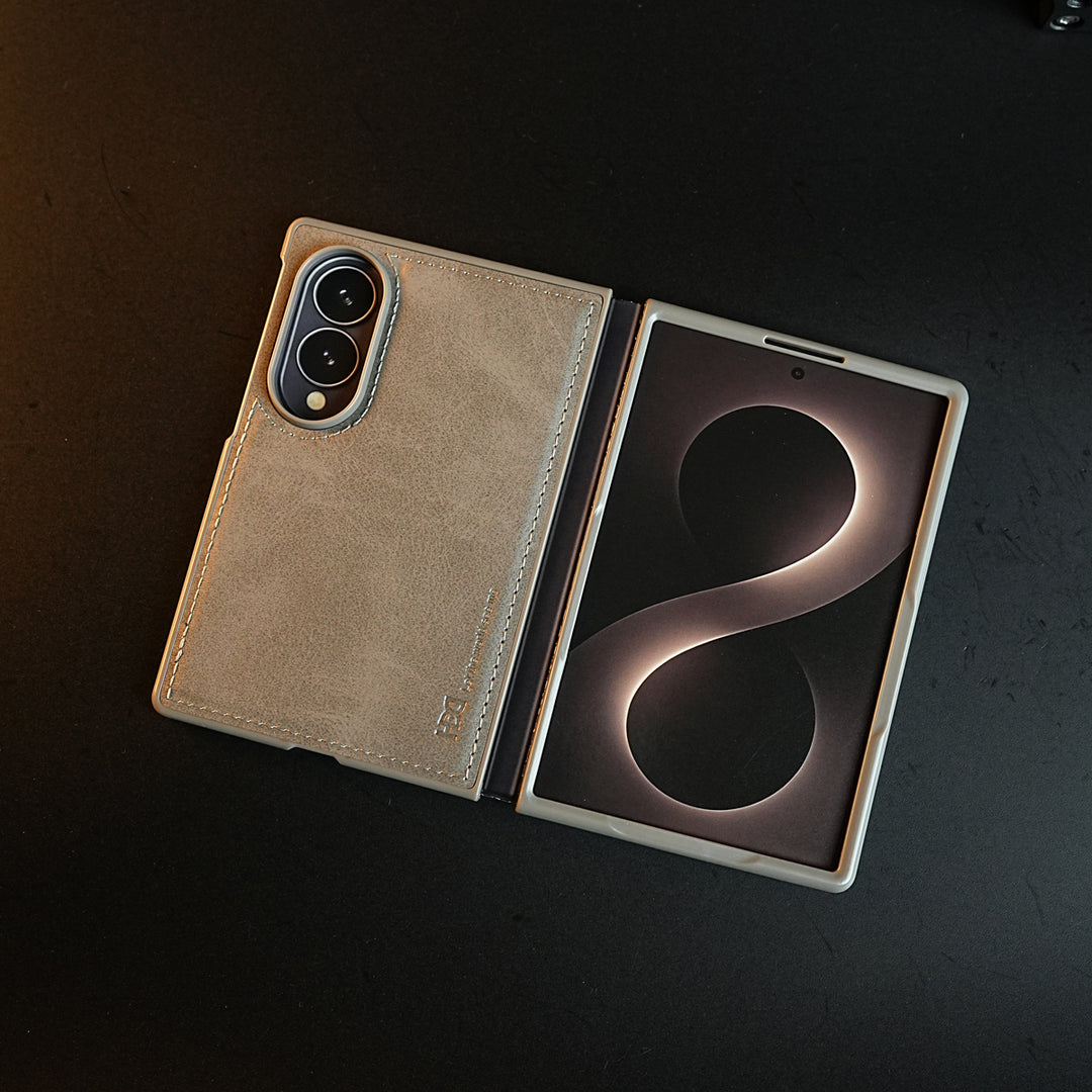 Stitched Leather Texture Case for Samsung Galaxy Z Fold 8 | Front Frame & Camera Protection