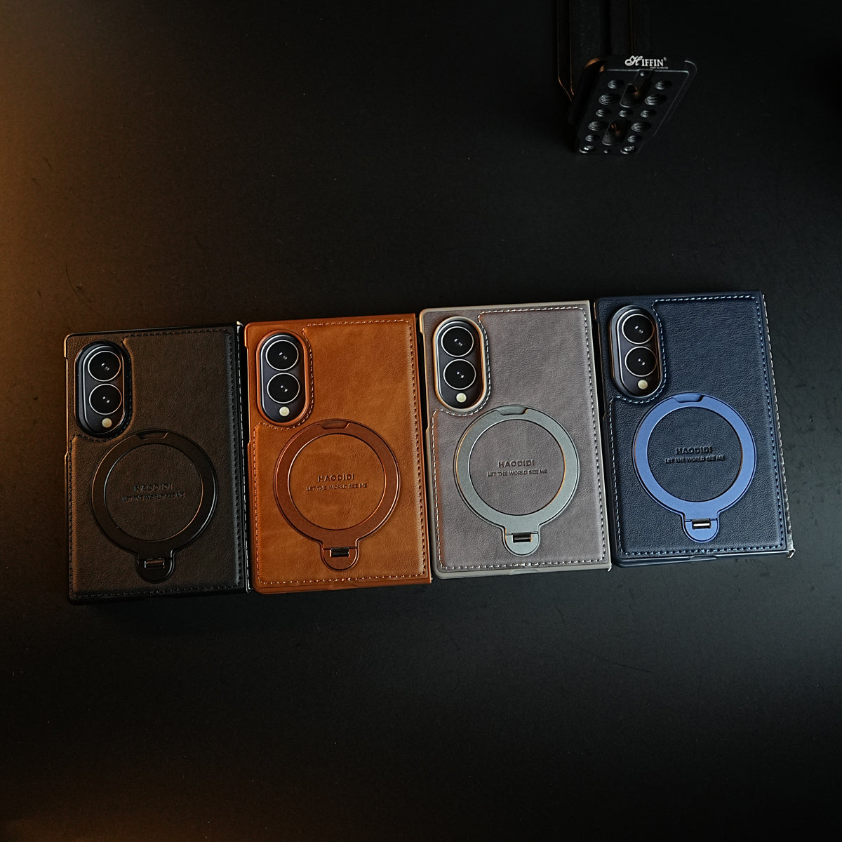 Stitched Leather Texture Case for Galaxy Z Fold 8 | Ring Stand and Front Frame