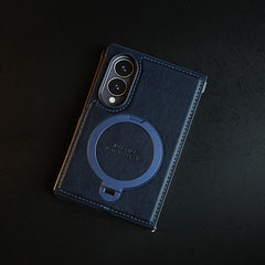 Stitched Leather Texture Case for Galaxy Z Fold 8 | Ring Stand and Front Frame