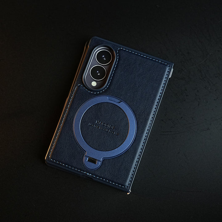 Stitched Leather Texture Case for Galaxy Z Fold 8 | Ring Stand and Front Frame