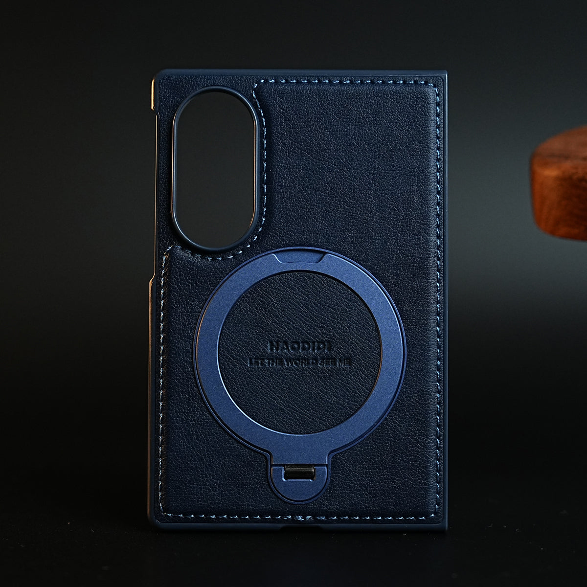 Stitched Leather Texture Case for Galaxy Z Fold 8 | Ring Stand and Front Frame