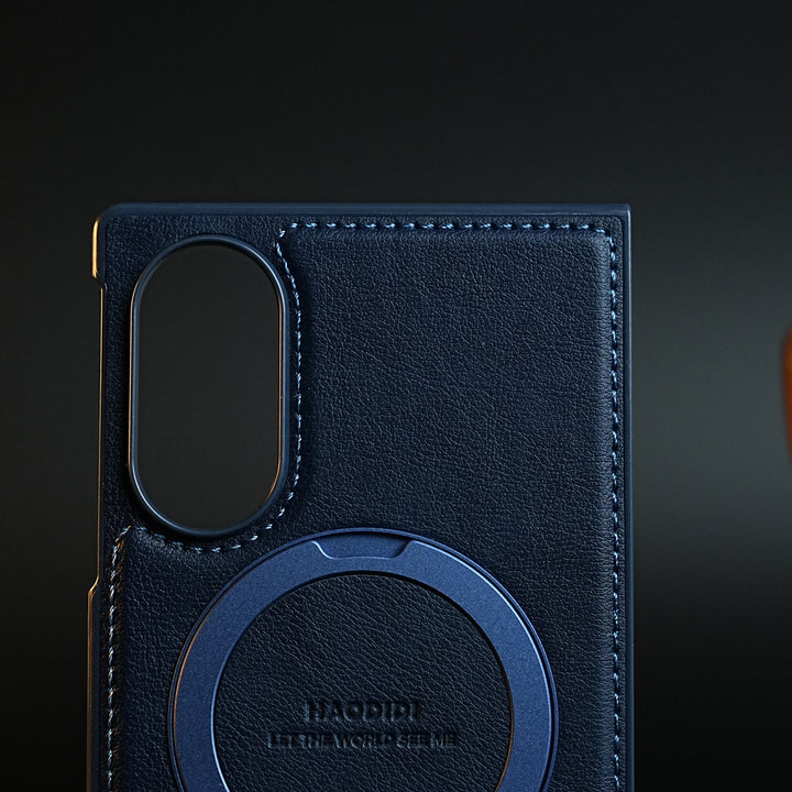 Stitched Leather Texture Case for Galaxy Z Fold 8 | Ring Stand and Front Frame