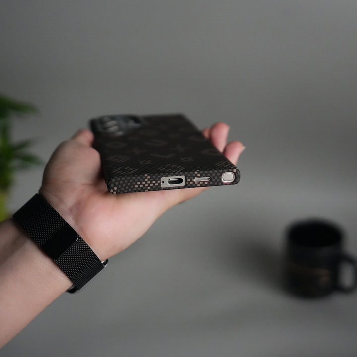 Galaxy S24 Ultra Aramid Fiber Case | Slim Magnetic Charging Ring Cover | Desert