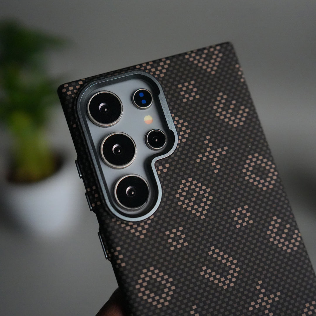 Galaxy S24 Ultra Aramid Fiber Case | Slim Magnetic Charging Ring Cover | Desert
