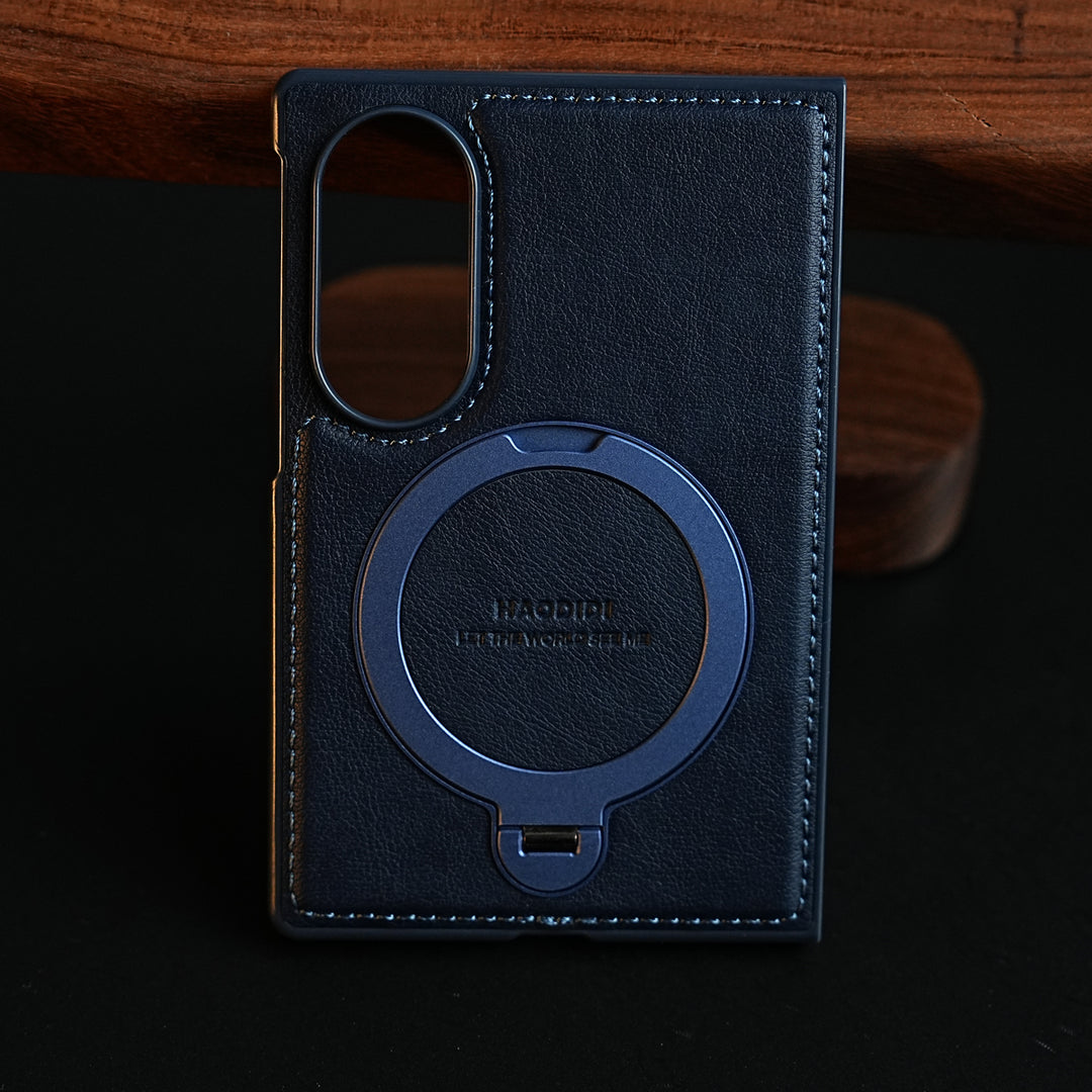 Stitched Leather Texture Case for Galaxy Z Fold 8 | Ring Stand and Front Frame