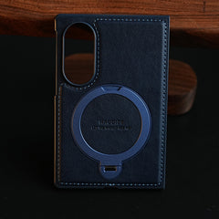 Stitched Leather Texture Case for Galaxy Z Fold 8 | Ring Stand and Front Frame