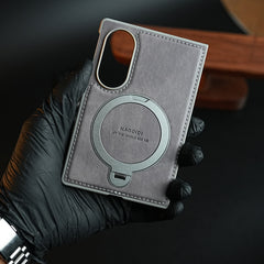 Stitched Leather Texture Case for Galaxy Z Fold 8 | Ring Stand and Front Frame