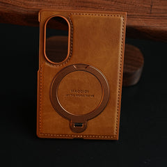 Stitched Leather Texture Case for Galaxy Z Fold 8 | Ring Stand and Front Frame