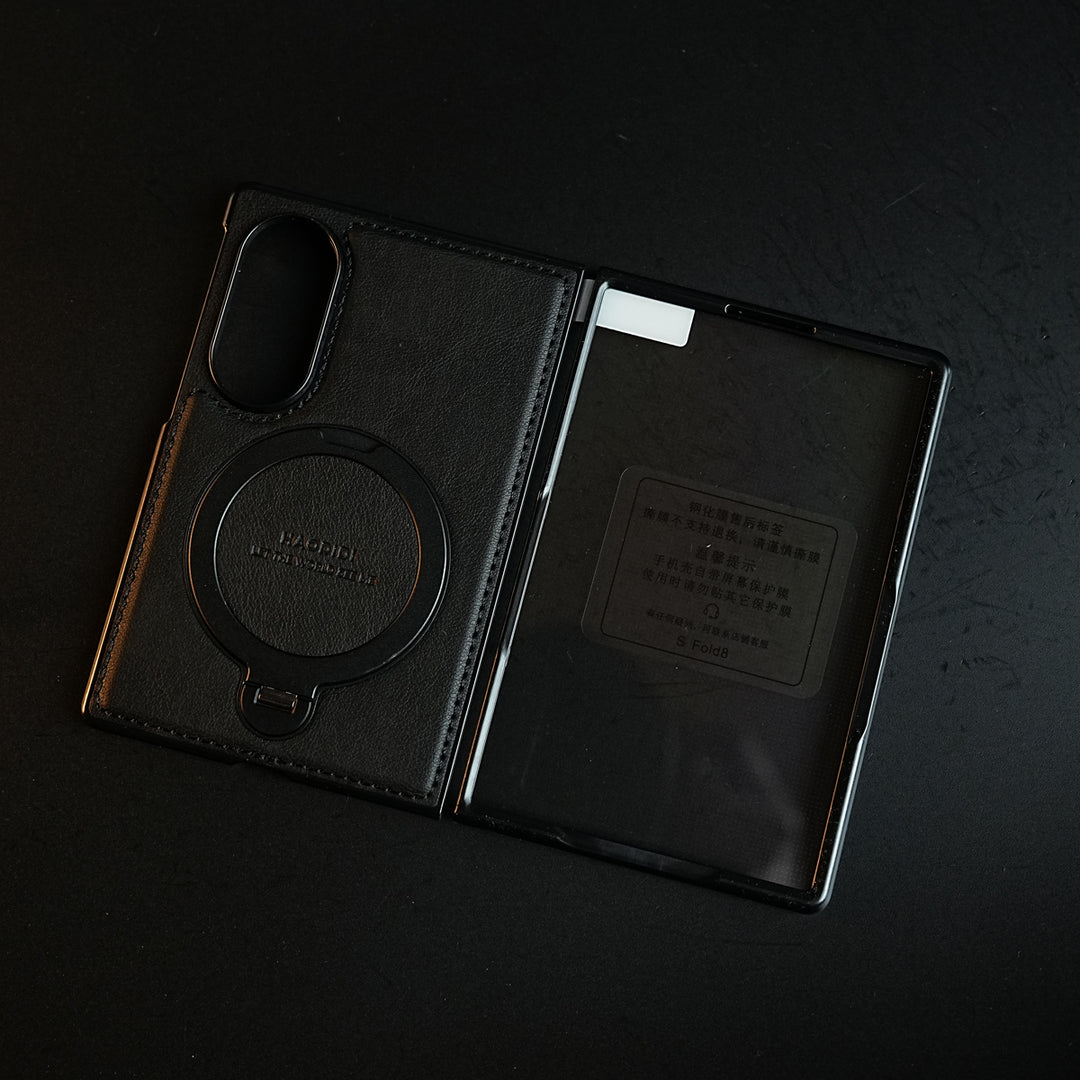 Stitched Leather Texture Case for Galaxy Z Fold 8 | Ring Stand and Front Frame
