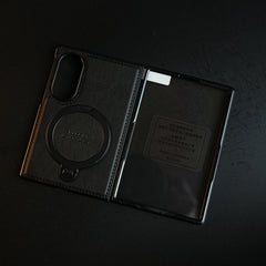 Stitched Leather Texture Case for Galaxy Z Fold 8 | Ring Stand and Front Frame
